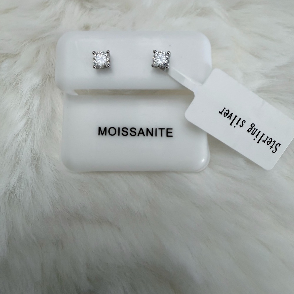 Sterling Silver Moissanite Stud Earrings